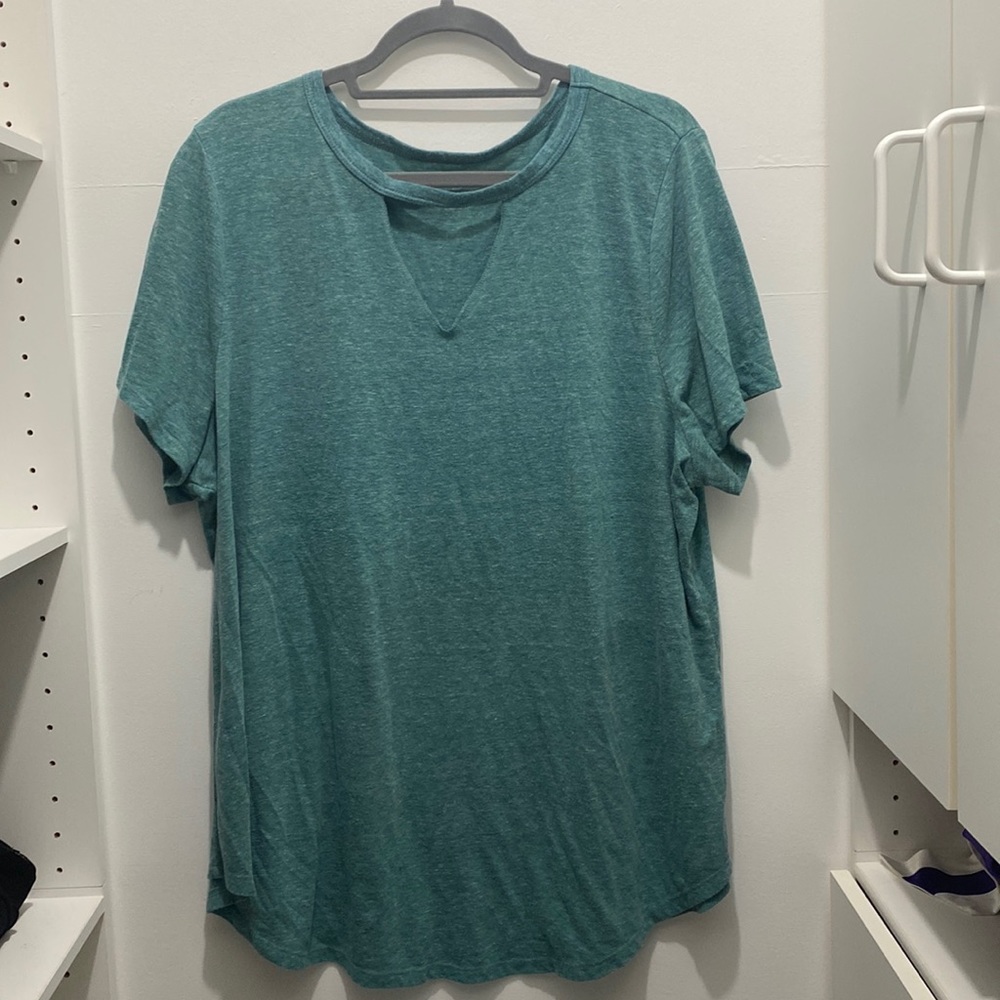 Lame Bryant Blue Cut out top